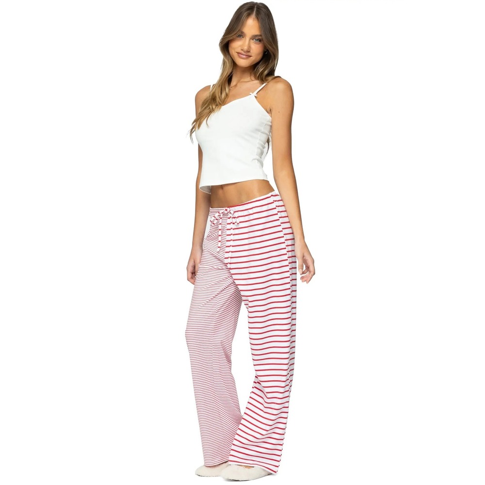 Edikted, Laken Mixed Stripe Stretch Cotton Drawstring Pants Small, NWT MSRP $44